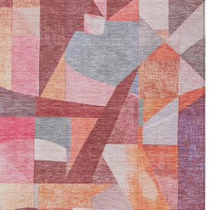 HomeRoots 10' Contemporary Abstract Rust Pink Ivory and Purple Washable Area Rug for Indoor/Outdoor Use 619986