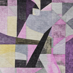 HomeRoots 5' X 8' Abstract Area Rug in Purple, Black & Lavender - Stylish, Washable for Indoor & Outdoor Use! 619988