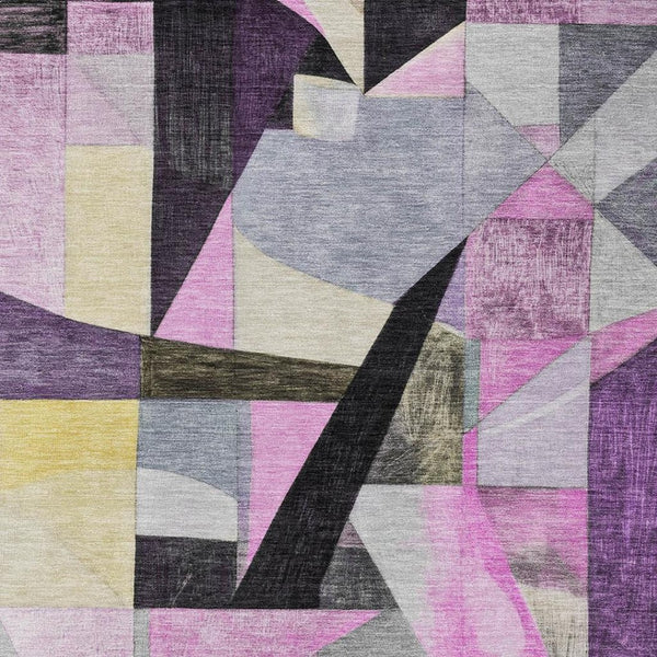 HomeRoots 5' X 8' Abstract Area Rug in Purple, Black & Lavender - Stylish, Washable for Indoor & Outdoor Use! 619988