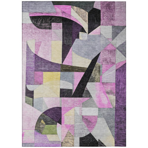 HomeRoots 8' X 10' Abstract Area Rug in Purple, Black & Lavender - Washable, Durable for Indoor & Outdoor Use! 619990