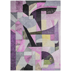 HomeRoots 9' Contemporary Purple Black Lavender Abstract Washable Area Rug for Indoor & Outdoor Use 619991