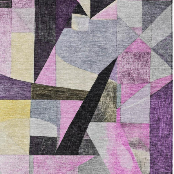 HomeRoots 9' Contemporary Purple Black Lavender Abstract Washable Area Rug for Indoor & Outdoor Use 619991