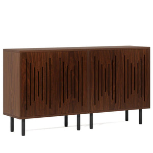 English Elm Rustic Carved Door Sideboard Set with Push Open Storage and Sleek Metal Legs T3971P449309