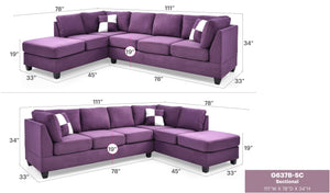 English Elm Malone Purple G637B-SC Sectional without Ottoman — Microfiber, Pocketed Coil Comfort, Reversible Chaise B078S00439