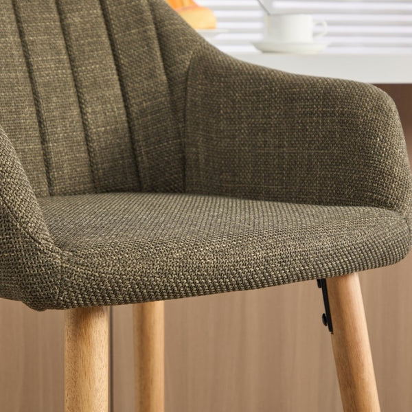 English Elm Modern Linen Upholstered Barstools with Oak Legs Armrests and Footrest for Kitchen Islands Green W395P396315