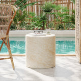 Christopher Knight Home® - Noble House - - Outdoor Lightweight Concrete Mgo Side Table/End Table, Living Room Accent Table,Travertine