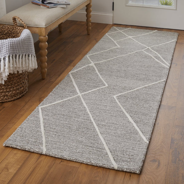 Feizy Rugs Euclid Hand-tufted Wool Rug - Stunning Abstract Design In Natural Undyed Pile For Elegant Spaces Taupe,Ivory,Gray Wool T11t8004gryivyi68