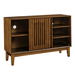 English Elm 47.3" Fluted Sideboard Buffet Cabinet with 2 Doors, Walnut TV Console & Entry Storage with Outlets W1801P288503