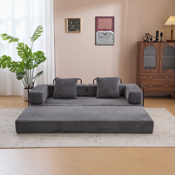 English Elm Floor Couch - Convertible Corduroy Sofa Bed With Back Support, Ideal For Small Spaces & Guests W3723P345017