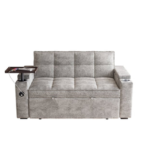 English Elm 65'' Chenille Velvet Convertible Sofa Bed with Swivel Tray and Built-in Storage Armrest W1825P452790
