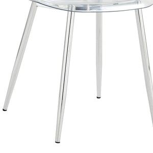 English Elm Table and Chair Set Marble Glass Top Six Ghost Seats Silver Legs Modern Dining W1151S04644