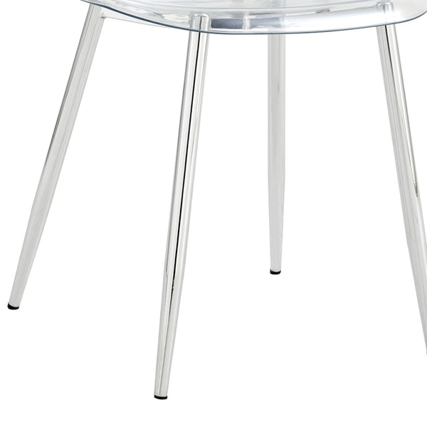 English Elm Table and Chair Set Marble Glass Top Six Ghost Seats Silver Legs Modern Dining W1151S04644