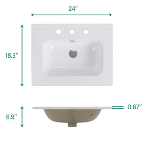 English Elm Bb0924Y331, Modern Integrated White Ceramic Basin With Three Faucet Holes For Sleek Bathroom Upgrade W1865P163522