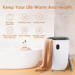 English Elm Extra Large Bucket Towel Warmer Spa Grade Even Heat for Bath and Salon Use B205P205202
