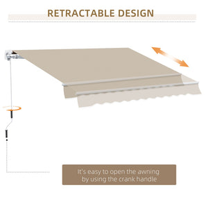 English Elm Outsunny 13' X 8' Retractable Awning - Manual Crank, Uv-Protected, Beige Sunshade For Patios & Decks W2225P174177-GIGA