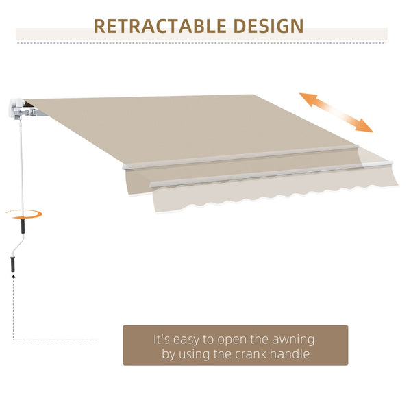 English Elm Outsunny 13' X 8' Retractable Awning - Manual Crank, Uv-Protected, Beige Sunshade For Patios & Decks W2225P174177-GIGA