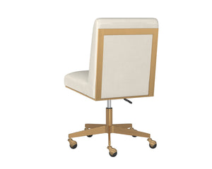 Sunpan Dean Office Chair - Modern Faux Leather Design with Stylish Stainless Steel Base for Effortless Elegance Brushed Brass / Meg Ivory