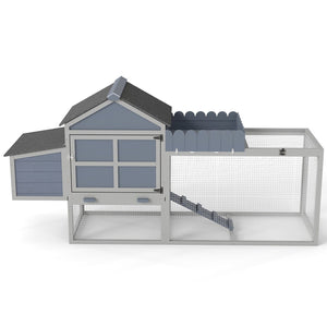 English Elm 80" Pine Backyard Chicken Coop Two Tier Hen House with Planter Nesting Box and Run W2181P356238