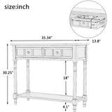 English Elm Trexm Daisy Series Console Table Traditional Design With Two Drawers and Bottom Shelf Acacia Mangium (Retro Blue)