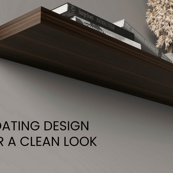 English Elm Ecco 47" Dark Oak Floating Shelves Set of 2 — Hidden Brackets, Sturdy Particleboard, Modern Wall Storage B070P368048