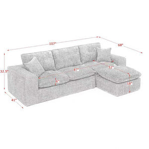 English Elm 107'' Boucle L-shaped Sectional with Reversible Chaise Deep Foam Seat Living Room Beige W1413S00162