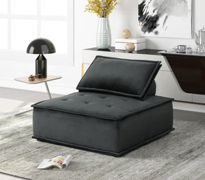 English Elm Aveline Velvet Tufted U-shape Modular Sectional Sofa for Spacious Living Rooms Black B2749S00027