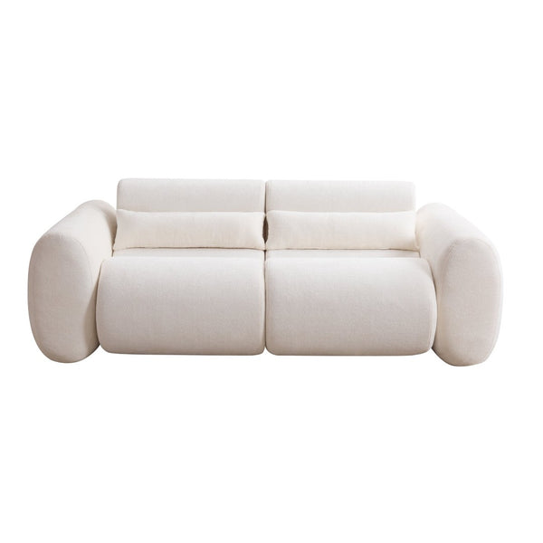 English Elm 79 in Boucle Cloud Sofa Curved 3 Seat Sculptural Living Room Upholstered Modern White N773P368372W