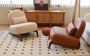 English Elm Cute Faux Leather Armless Accent Chair Solid Wood Legs Cushioned Seat Modern Cream W2105P440975