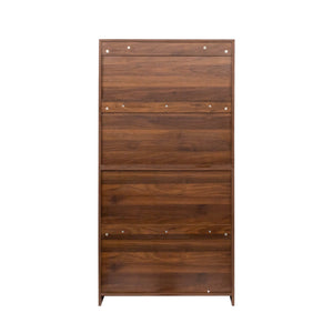 English Elm Bookcase Contemporary Glass Door Display Cabinet 4-Tier Dustproof Office Storage Shelves 31.5"L W331P195805