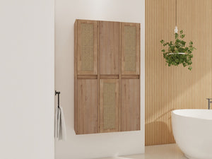 English Elm 36" Bathroom Side Cabinet - Wall-Mounted Floating Design With Soft-Close Doors & Versatile Storage W999S00341