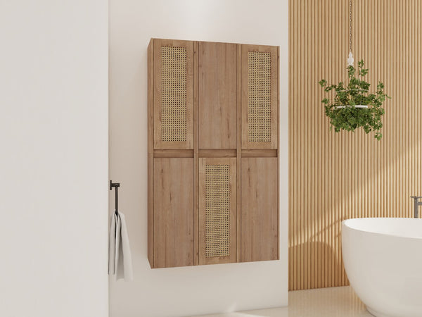 English Elm 36" Bathroom Side Cabinet - Wall-Mounted Floating Design With Soft-Close Doors & Versatile Storage W999S00341