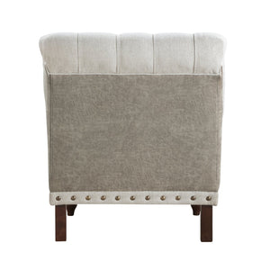 English Elm 1pc Beige Accent Chair – Button-Tufted Fabric, Nailhead Trim, Solid Wood Frame, Luxurious Living Room Seat B011P281844