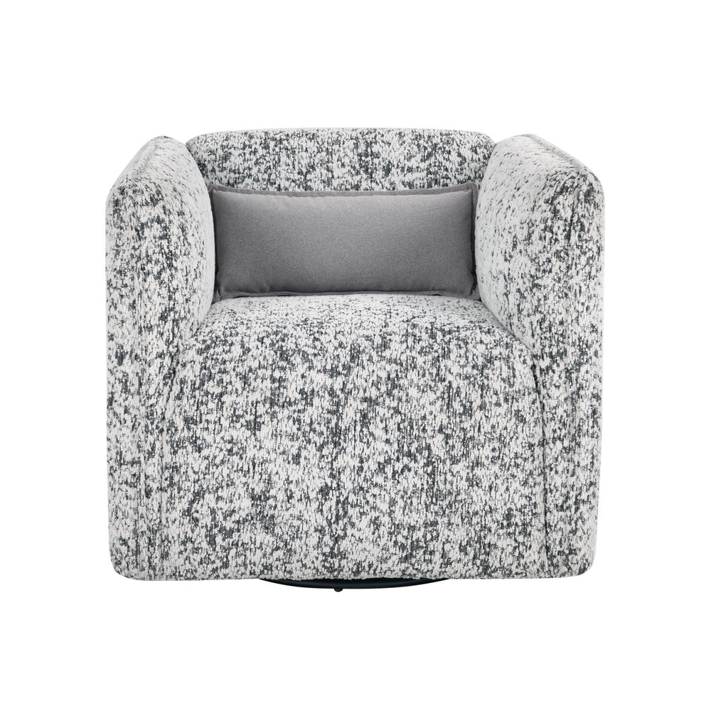 English Elm Fancy Swivel Chair Jacquard Upholstery Modern Accent Seat 360° Swivel Plush Cushion Cozy Armrests B011P282388