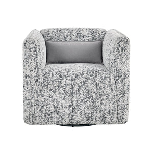 English Elm Fancy Swivel Chair Jacquard Upholstery Modern Accent Seat 360° Swivel Plush Cushion Cozy Armrests B011P282388