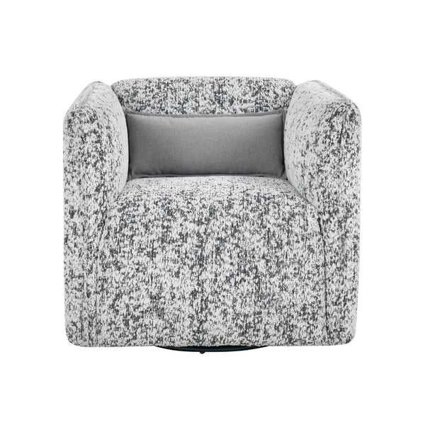 English Elm Fancy Swivel Chair Jacquard Upholstery Modern Accent Seat 360° Swivel Plush Cushion Cozy Armrests B011P282388