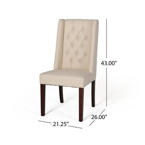 English Elm Dining Chair Set of Two Wingback Button Tufted High Back Birch Leg Upholstered 61539.00BGE