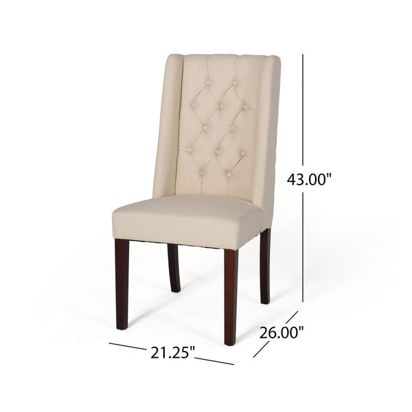 English Elm Dining Chair Set of Two Wingback Button Tufted High Back Birch Leg Upholstered 61539.00BGE