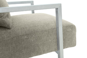 English Elm Xenith Gray Linen Accent Chair with Brushed Steel Legs — Modern Comfort, Compact 28"W x 31"D Seat B2736P354393