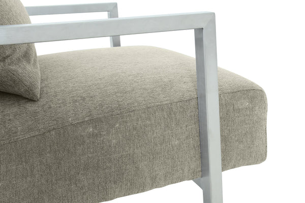English Elm Xenith Gray Linen Accent Chair with Brushed Steel Legs — Modern Comfort, Compact 28"W x 31"D Seat B2736P354393