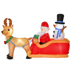 English Elm HOMCOM Inflatable 6ft Snowman with Christmas Tree Lawn Decor, Bright LED Lights and Wind Stakes Red W2225P249953