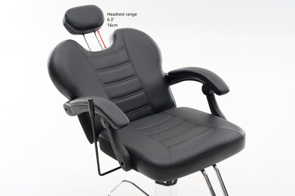 English Elm 102°-140° Heavy Duty Reclining Barber Chair with Hydraulic Pump, 360° Swivel, PU Leather, Stable Anti-Slip Base for Busy Salons and Stylists W2069P290382