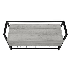 English Elm Bench, 42" Flip-Top Storage & Shoe Rack, Grey Wood-Look MDF with Black Metal Frame, Modern Entryway B2710P221338