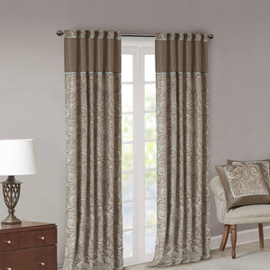 English Elm Jacquard Madison Park Aubrey Window Curtain Pair 50x84 Blue Taupe Platinum Jacquard Paisley Panels B035100442