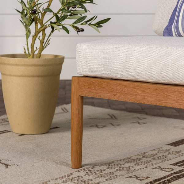 English Elm Walker Edison - Modern Outdoor Spindle Style Armless Sectional crafted from responsibly sourced eucalyptus with weather-resistant linen cushions and easy assembly instructions for durable, eco-friendly patio comfort Natural 37 L x 28 W x 14.5 H B185P326699