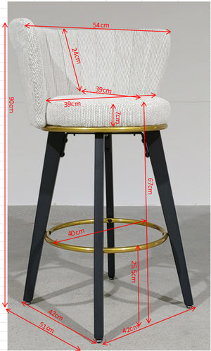 English Elm Counter Mid-Century Swivel Bar Stools Set of 2 — 360° Upholstered Seats, Metal Legs, Padded Comfort, Gold Accents Beige W2725P252443