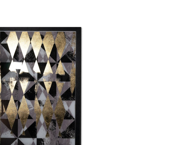 Sunpan OVERPRINT Diptych Set of 2 - 38" x 48" Modern Black Frame with Gold Leaf Accents for Luxe Decor A0320