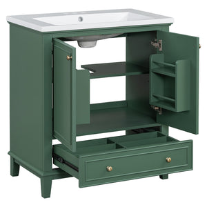 English Elm 30" Stylish Dark Green Bathroom Vanity With Sink Combo, Durable Mdf, Modern Design & Storage Solution SY999606AAF-6