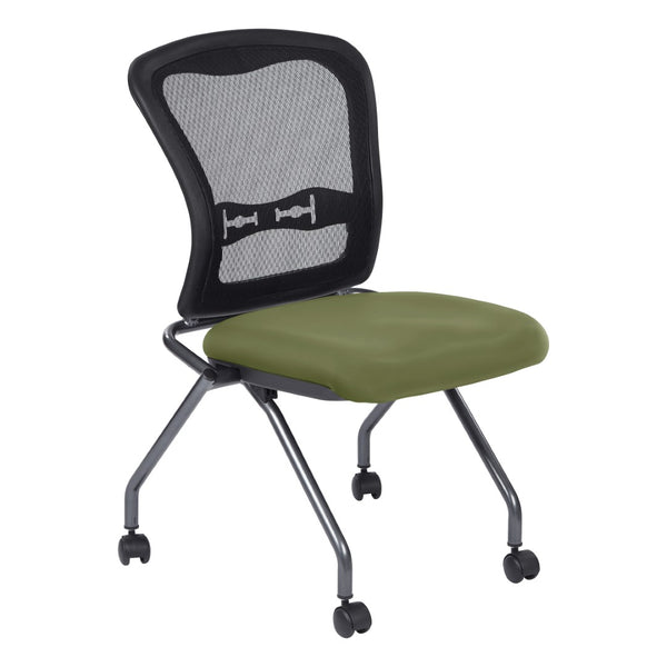 OSP Home Furnishings Soft-flex Pro-line Ii Ergonomic Folding Chair with Mesh Back and Lumbar Support Sage 84220-R106