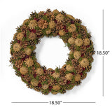 Christopher Knight Home® - Noble House - 18.5" Pine Cone Unlit Artificial Christmas Wreath