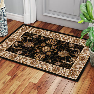 English Elm Manchester Elegant Black & Ivory 2 Ft. X 3 Ft. Low-Pile Area Rug – Kid & Pet Friendly, Durable Design B186P316772